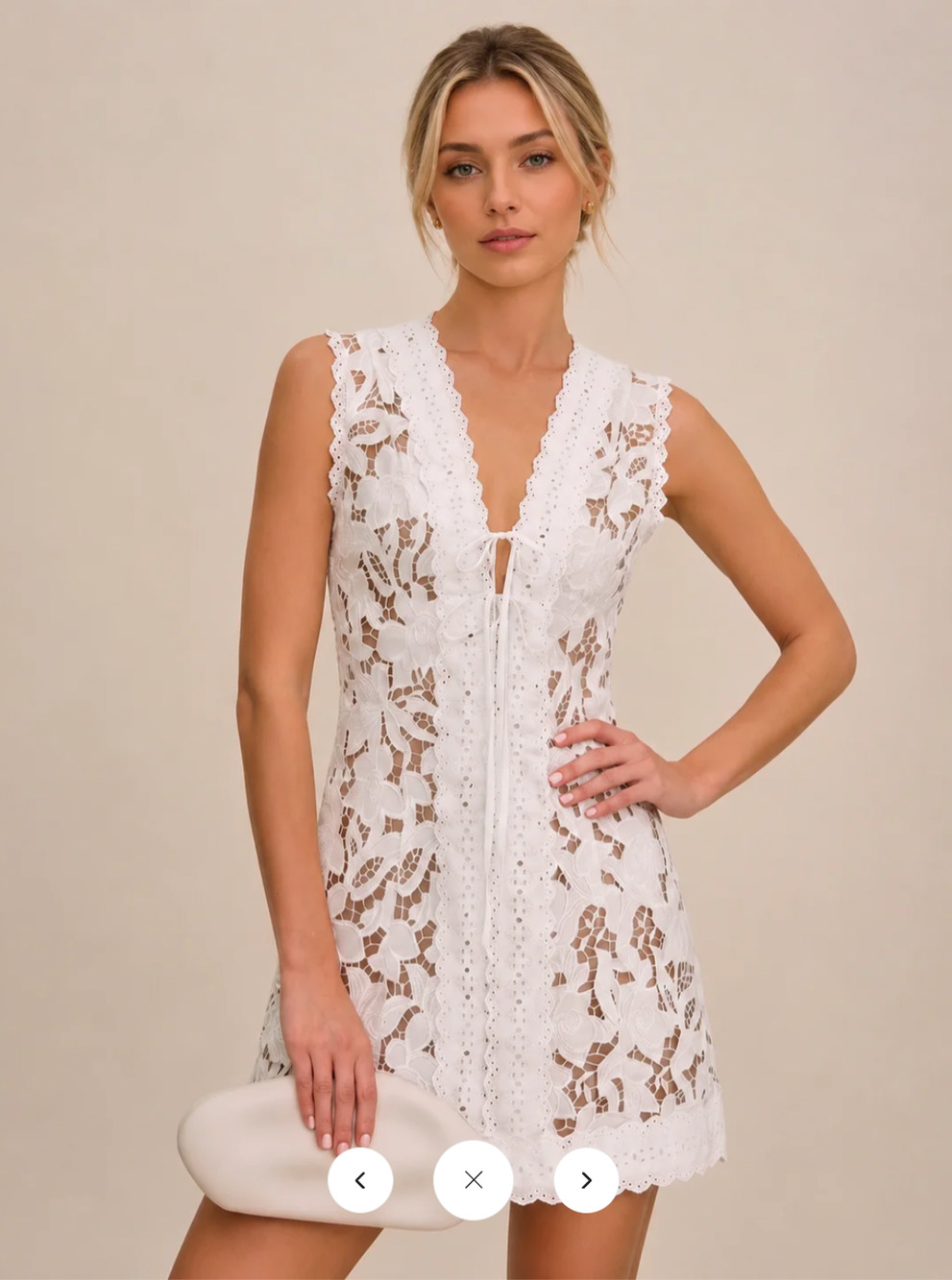NWT Commense Sleeveless V Neck Lace Mini Dress Sz S